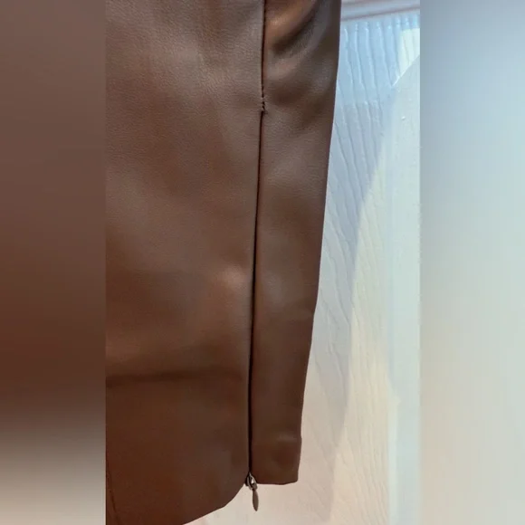 Zara Brown Ankle Pants Faux Learher - Picture 3 of 5